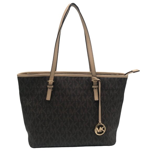Michael Kors Jet Set Signature Coated Canvas Tote - Picture 1 of 11